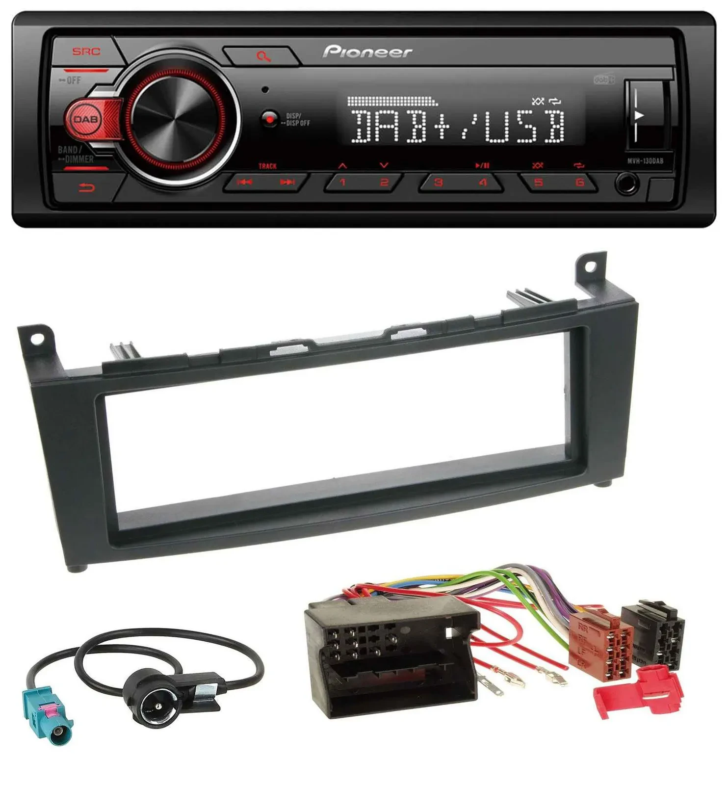 Pioneer MP3 1DIN DAB USB AUX Autoradio für Mercedes C-Klasse W204 ab 2007