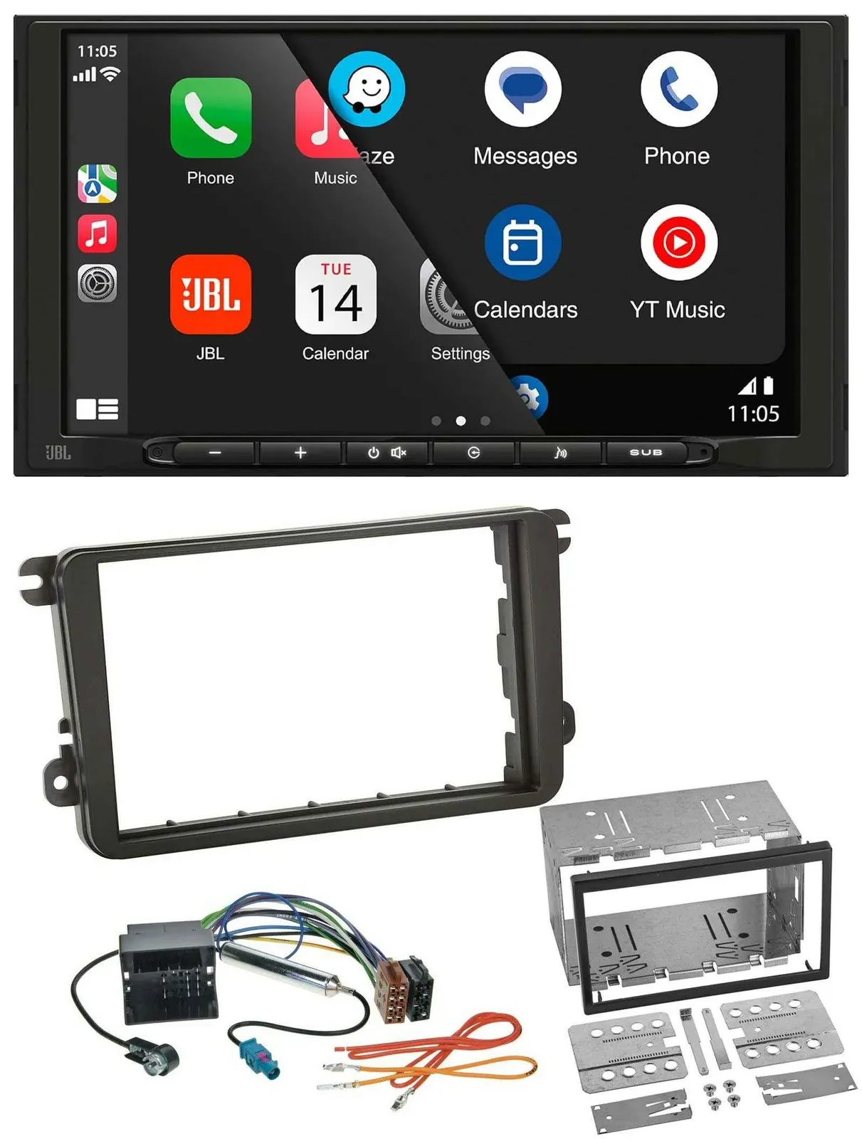 Автомагнитола для VW Caddy/Golf 5/6/Jetta JBL 2 DIN USB Bluetooth AUX