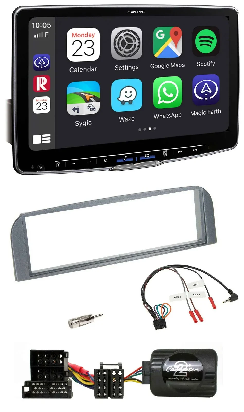 Alpine Lenkrad USB Bluetooth DAB Autoradio für Alfa 147 GT anthrazit