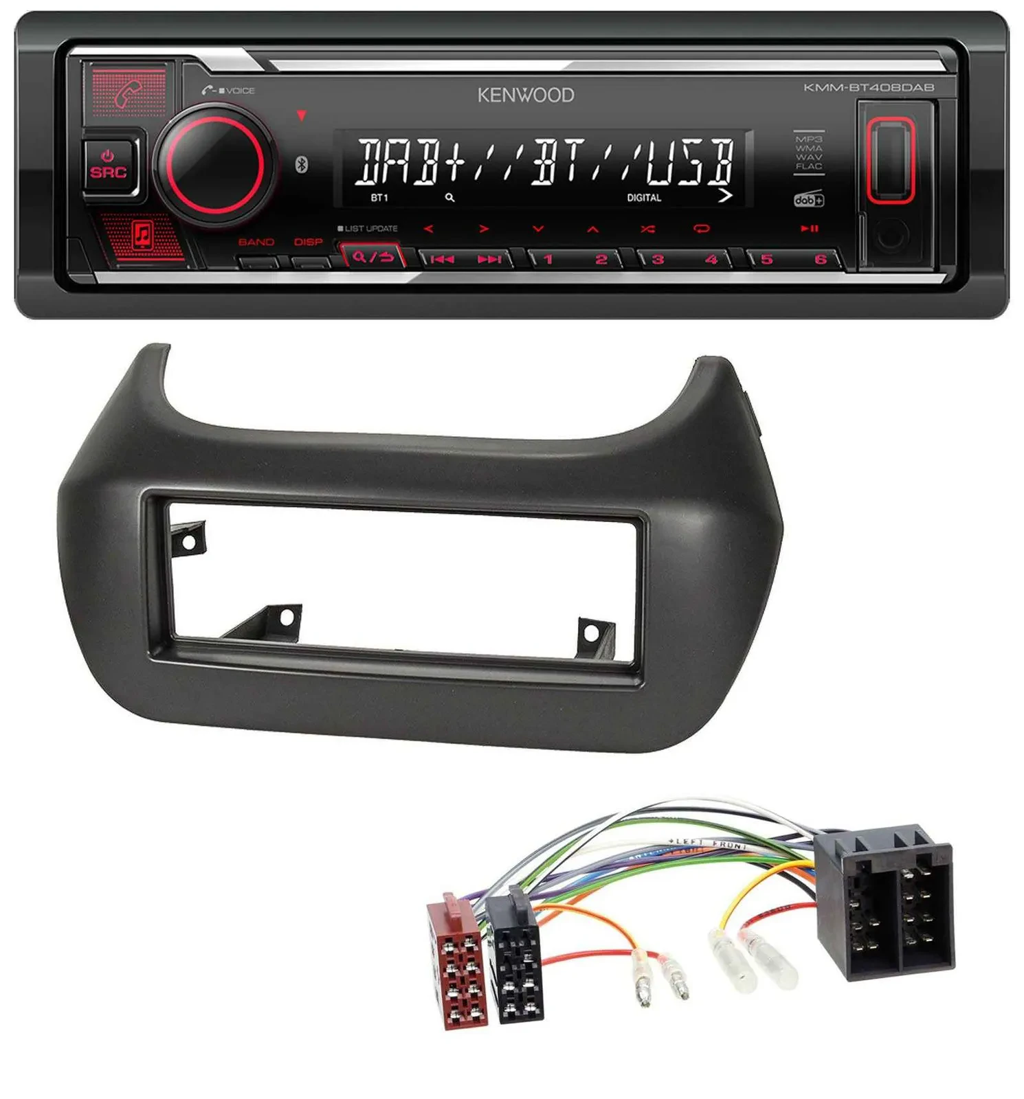 Kenwood MP3 Bluetooth USB DAB Autoradio für Fiat Fiorino Qubo Citroen Nemo Peuge