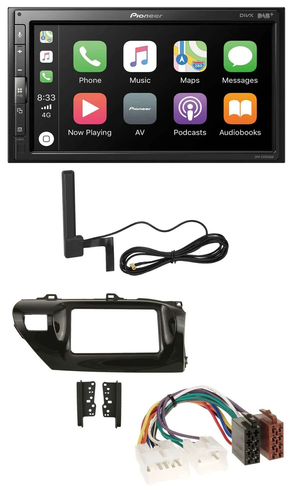 Автомагнитола для Toyota Hilux (2015–2020) Pioneer 2DIN, USB, Bluetooth, DAB, MP3