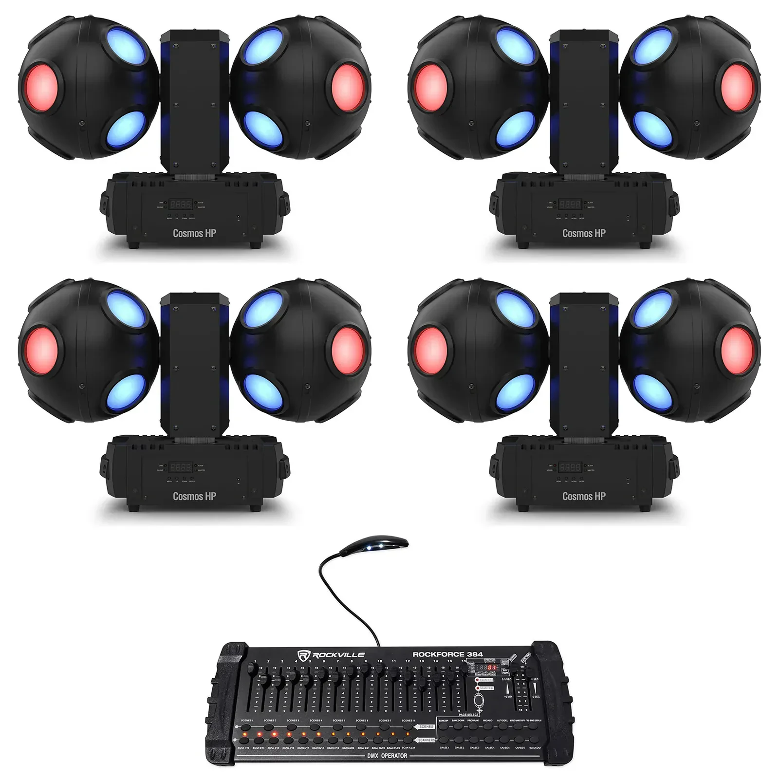 Светодиодный прибор Chauvet DJ Cosmos HP RGBW LED DMX с DMX-пультом (4 штуки)