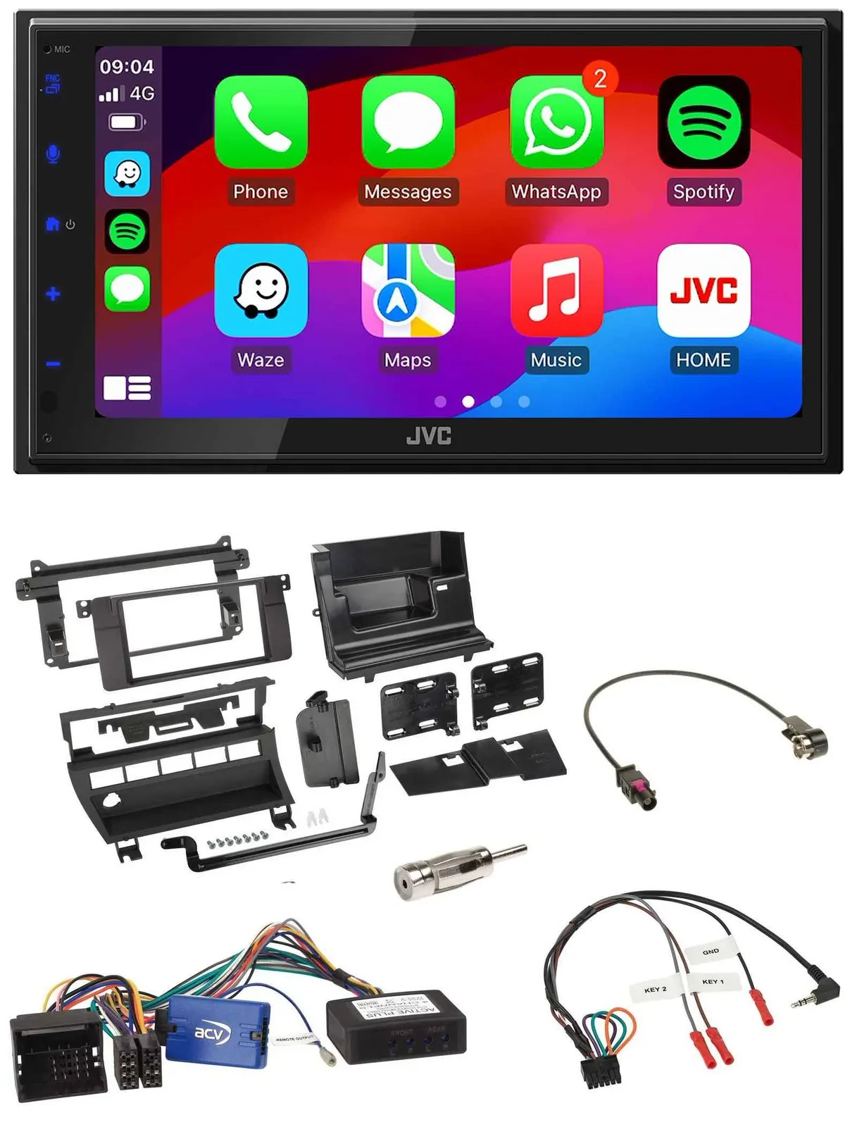 JVC Bluetooth USB Lenkrad 2DIN DAB Autoradio für BMW 3er 02-06 E46 5 Schalteröff