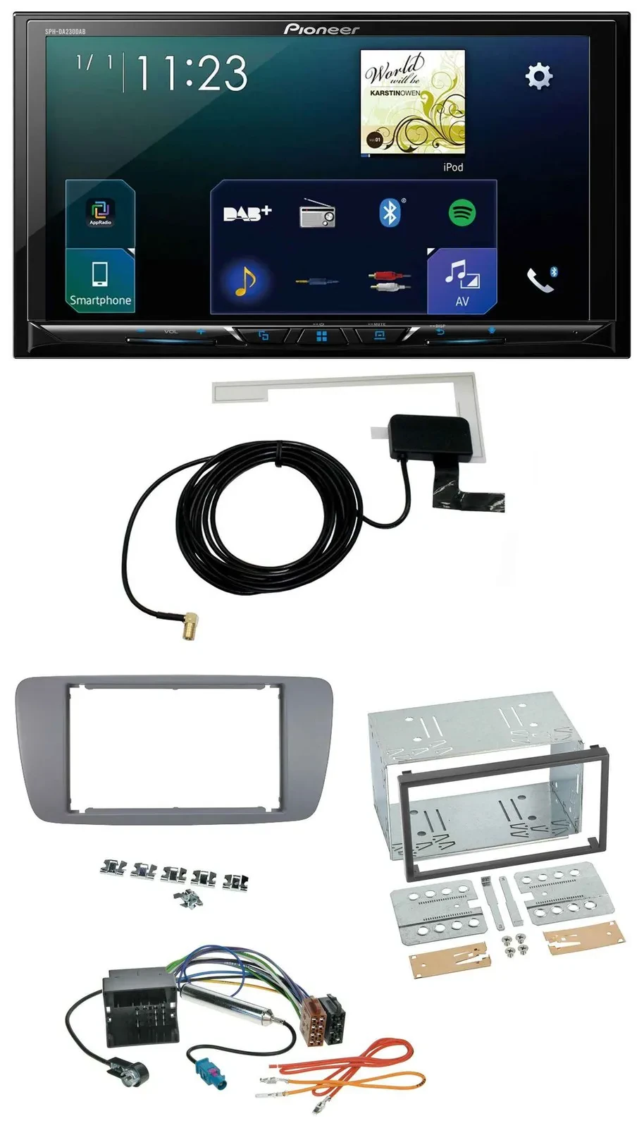 Pioneer 2DIN DAB USB MP3 Bluetooth Autoradio für Seat Ibiza ab 08 conemaragrau