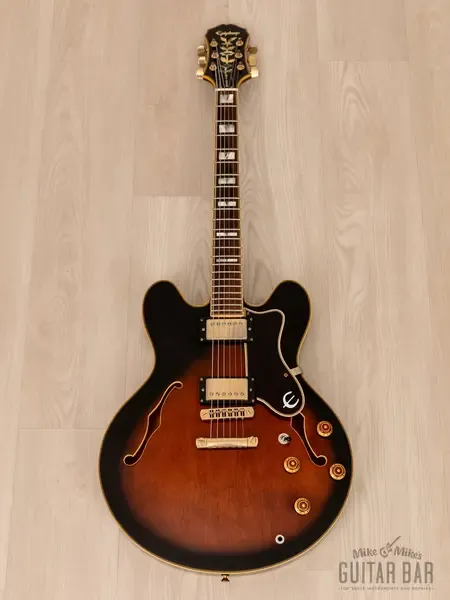 Полуакустическая электрогитара Epiphone Sheraton II Semi-Hollow Tobacco Sunburst Korea 1995 w/Case