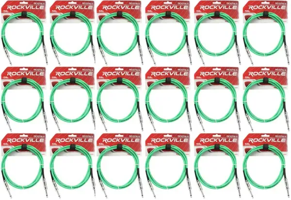 Инструментальный кабель Rockville RCGT6.0G Green 1.8 м (18 штук)