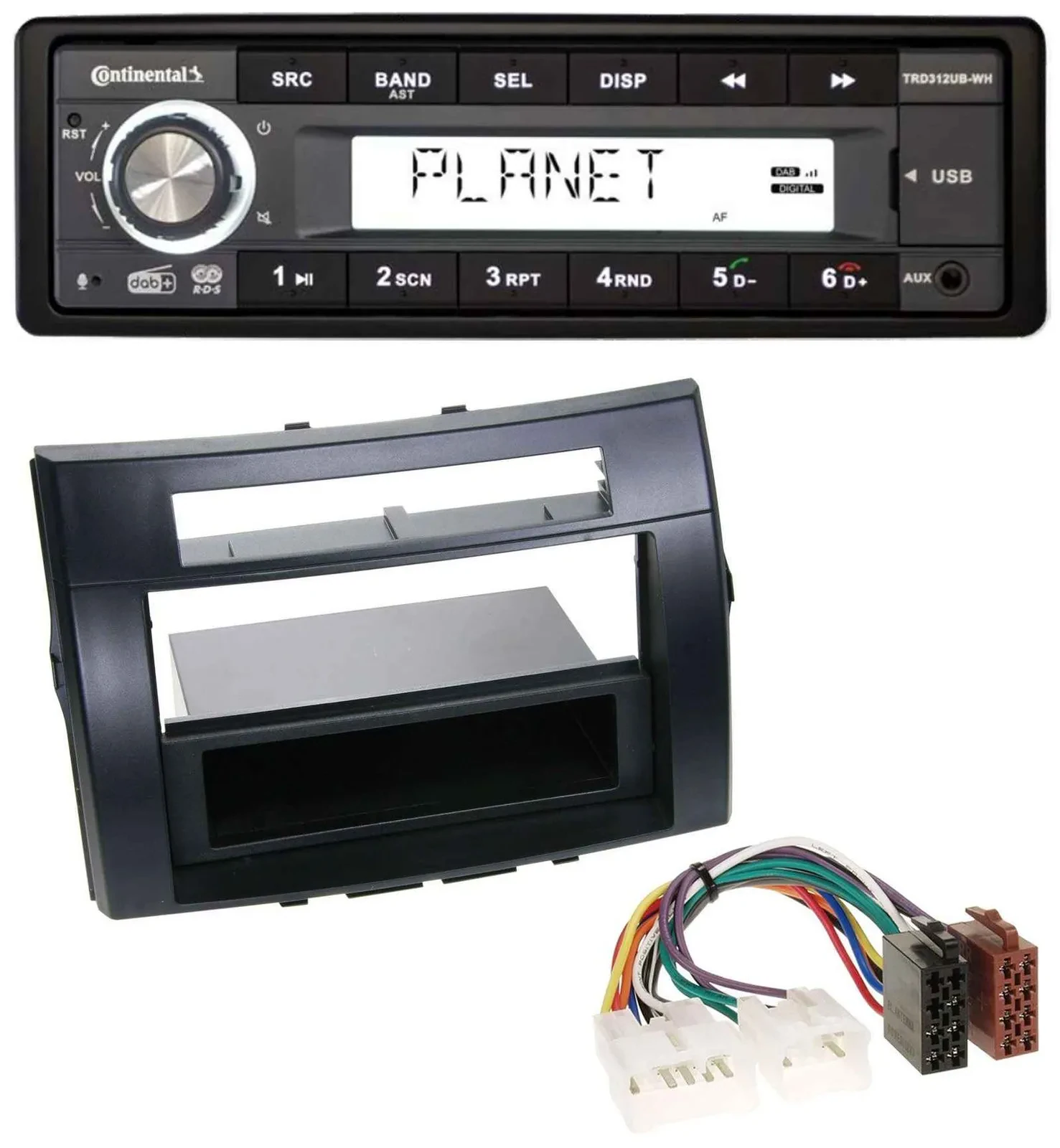 Continental USB 1DIN AUX DAB MP3 Autoradio für Toyota Corolla Verso 04-09 schwar