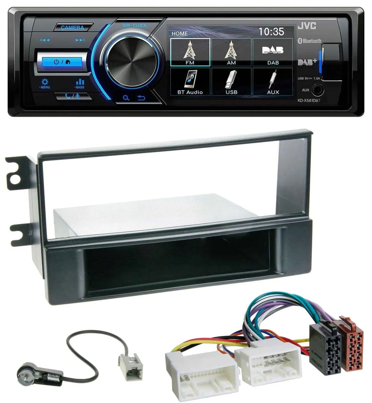 Автомагнитола JVC Bluetooth, MP3, USB, DAB для Kia Sportage II (2008–2010) с новой проводкой