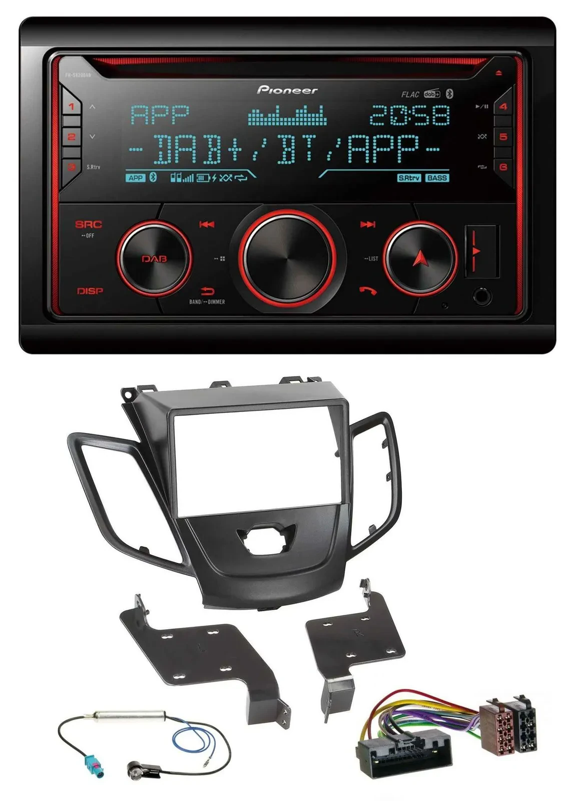 Pioneer 2DIN DAB MP3 Bluetooth USB CD Autoradio für Ford Fiesta 10-17 schwarz