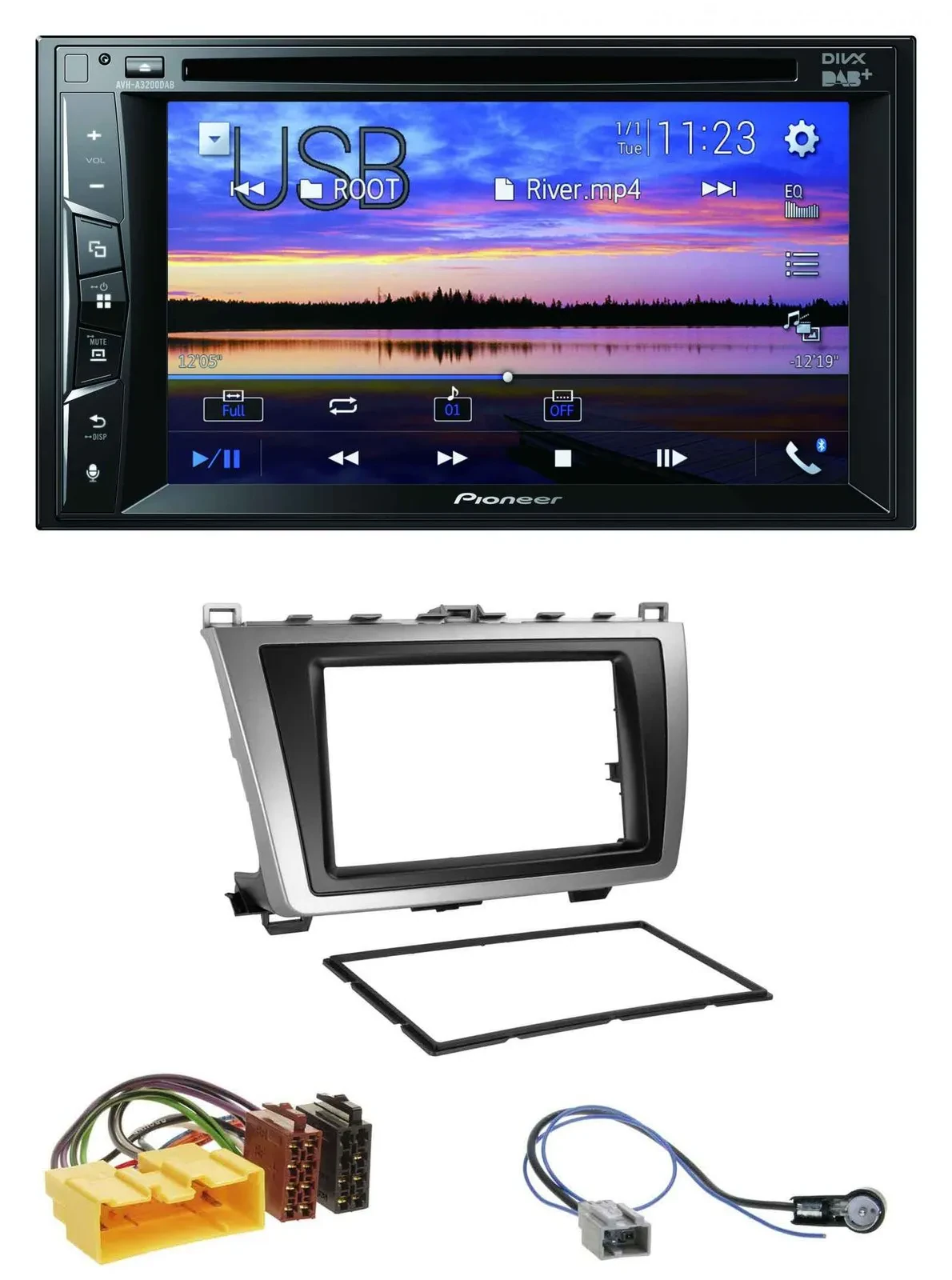 Автомагнитола Pioneer 2DIN, Bluetooth, USB, DVD, DAB, MP3, черно-серебристая, для Mazda 6 (2008–2012)