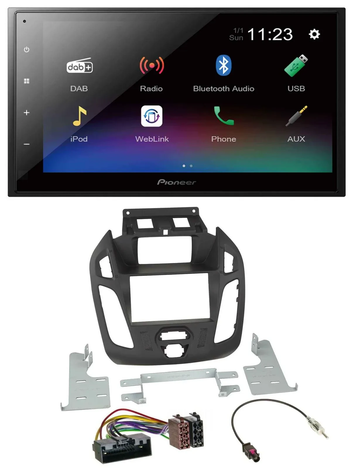 Автомагнитола для Ford Transit (2012–2018) Pioneer 2DIN, USB, Bluetooth, DAB, MP3, с дисплеем