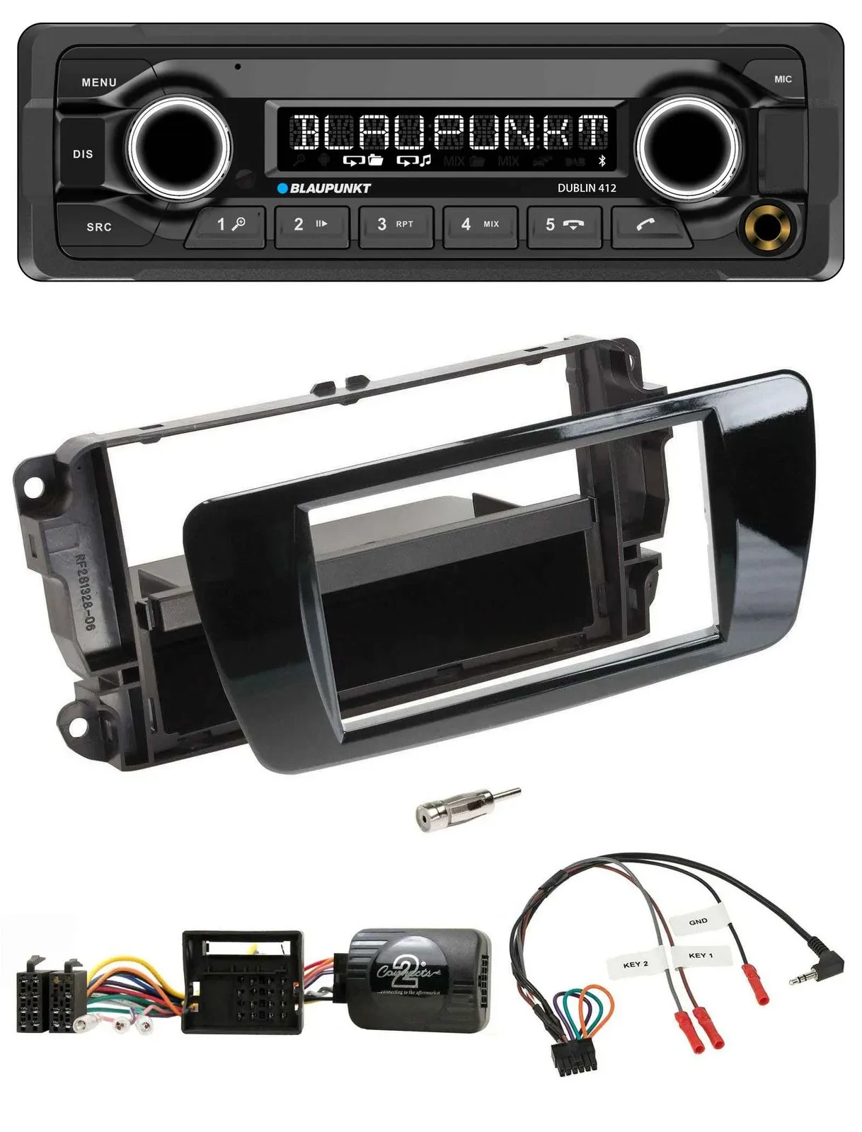 Blaupunkt MP3 Bluetooth USB Lenkrad Autoradio für Seat Ibiza Klavierlack schwarz