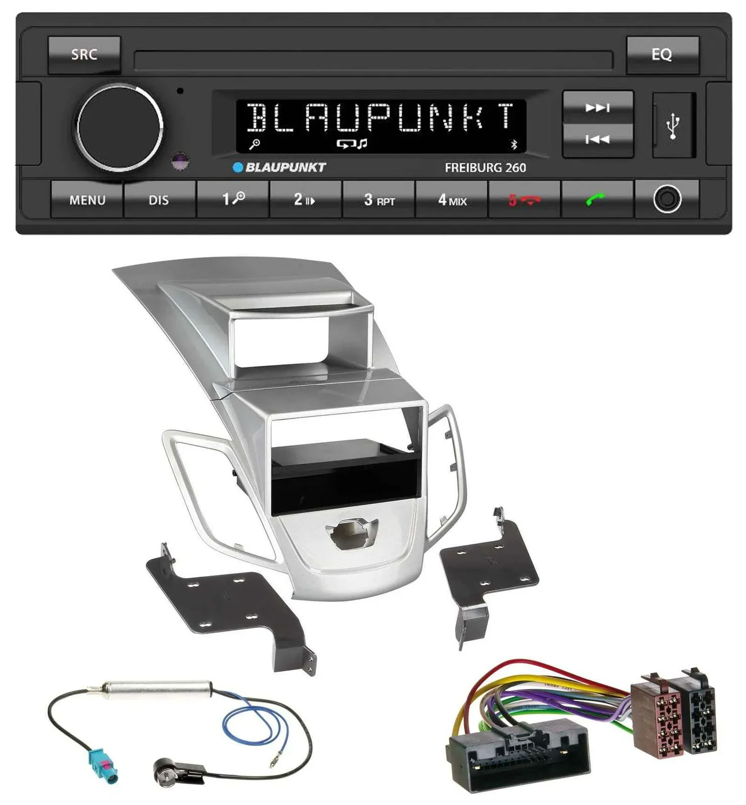 Blaupunkt AUX Bluetooth MP3 USB Autoradio für Ford Fiesta Display 10-17 silber