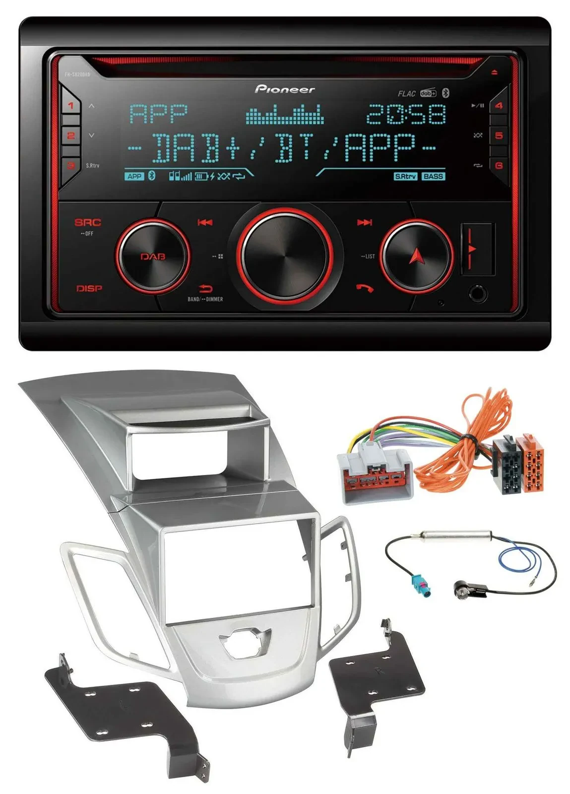 Автомагнитола для Ford Fiesta (2008–2010) Pioneer 2DIN, DAB, Bluetooth, USB, CD, MP3