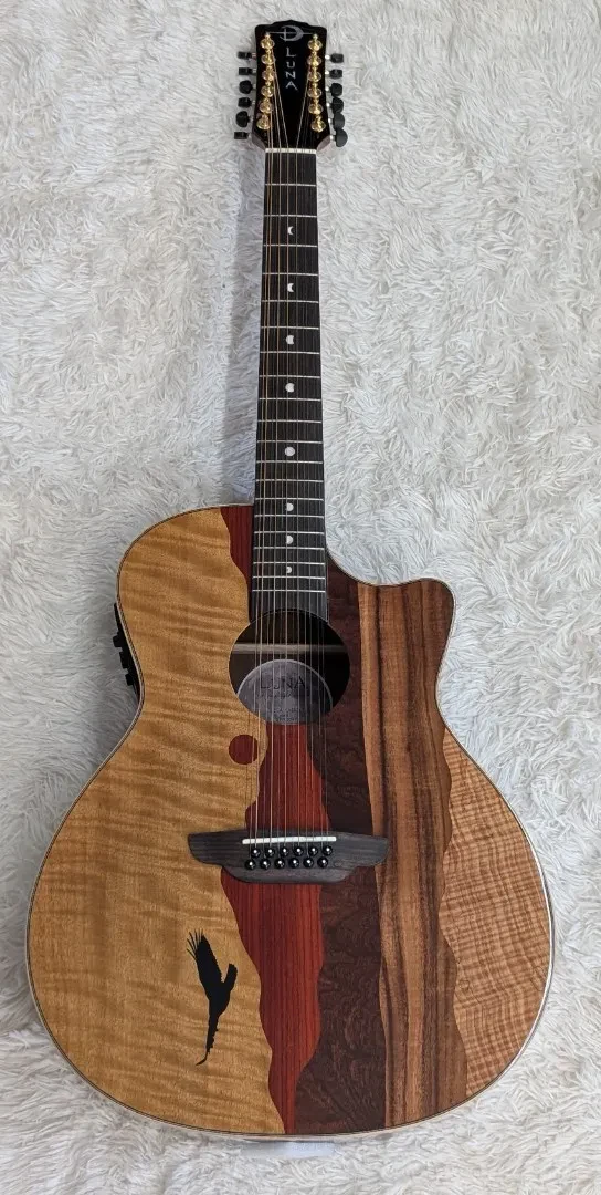 Luna Guitars Luna Vista Eagle 12 String  Tropical Wood Acoustic Electric Guitar w/Hard Case