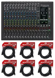 Mackie ONYX16 16-Channel Mixer w/ Multi-Track USB/3-Band EQ+Bluetooth+XLR Cables