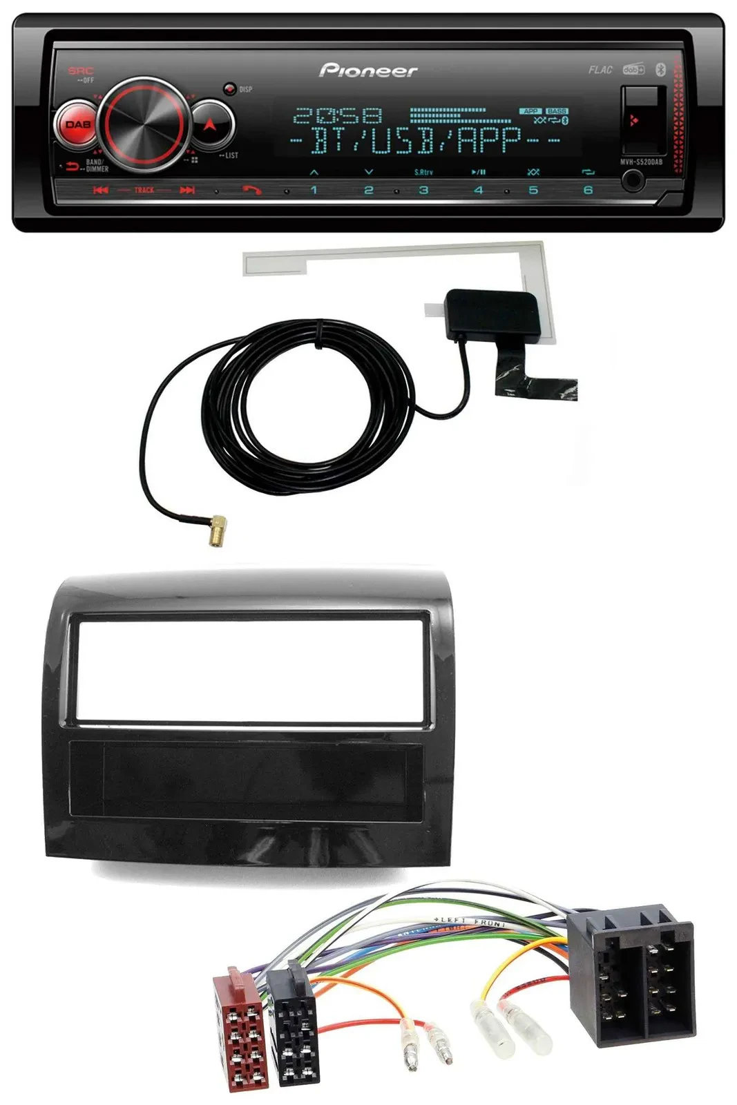 Автомагнитола для Fiat Ducato 2011–2021 Pioneer Bluetooth, DAB, USB, MP3, черный глянец