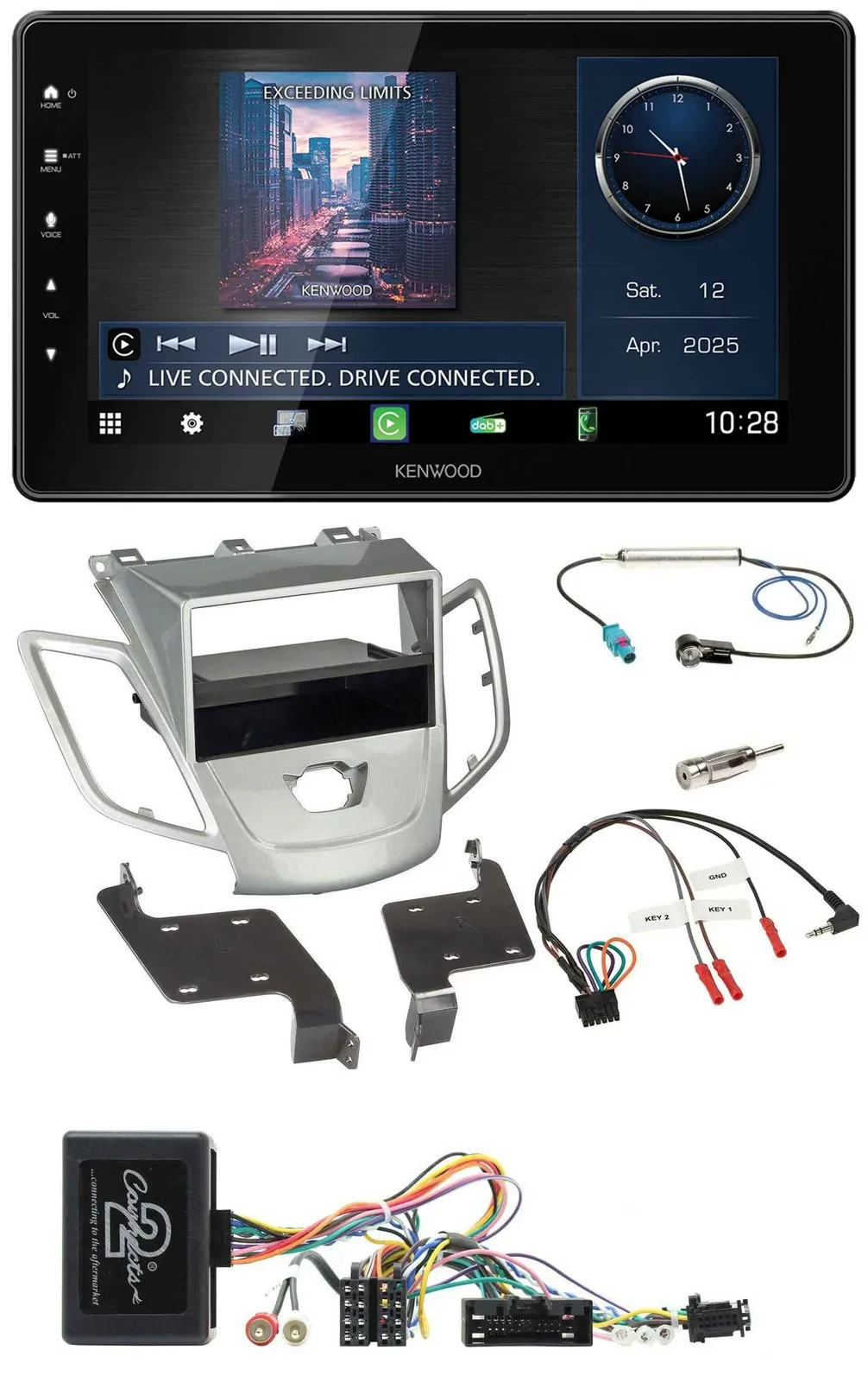 Kenwood Lenkrad Bluetooth USB DAB Autoradio x für Ford Fiesta 2010-13 ohne Displ