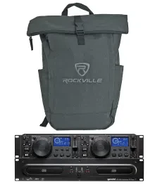 Gemini CDX-2250i Dual Two Deck Rack Mount DJ CD/MP3/USB Media Player+Backpack