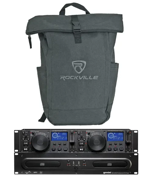 Gemini CDX-2250i Dual Two Deck Rack Mount DJ CD/MP3/USB Media Player+Backpack