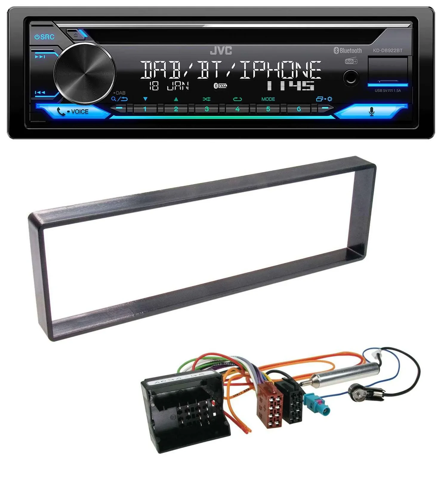 Автомагнитола для Citroen C4 JVC Bluetooth, MP3, USB, DAB, CD