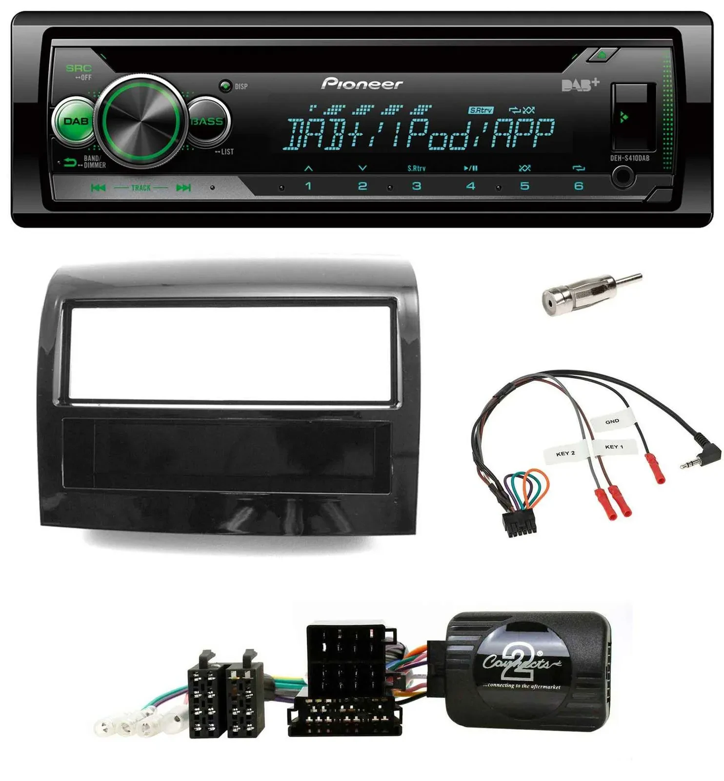Автомагнитола Pioneer CD/USB, DAB, для Fiat Ducato (2012–2015), совместима с кнопками на руле, черный (piano black)