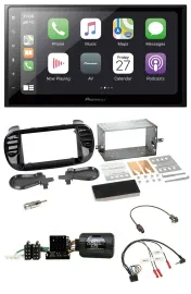 Pioneer Lenkrad Bluetooth DAB 2DIN USB Autoradio für Fiat 500 Fakra 08-15 schwar