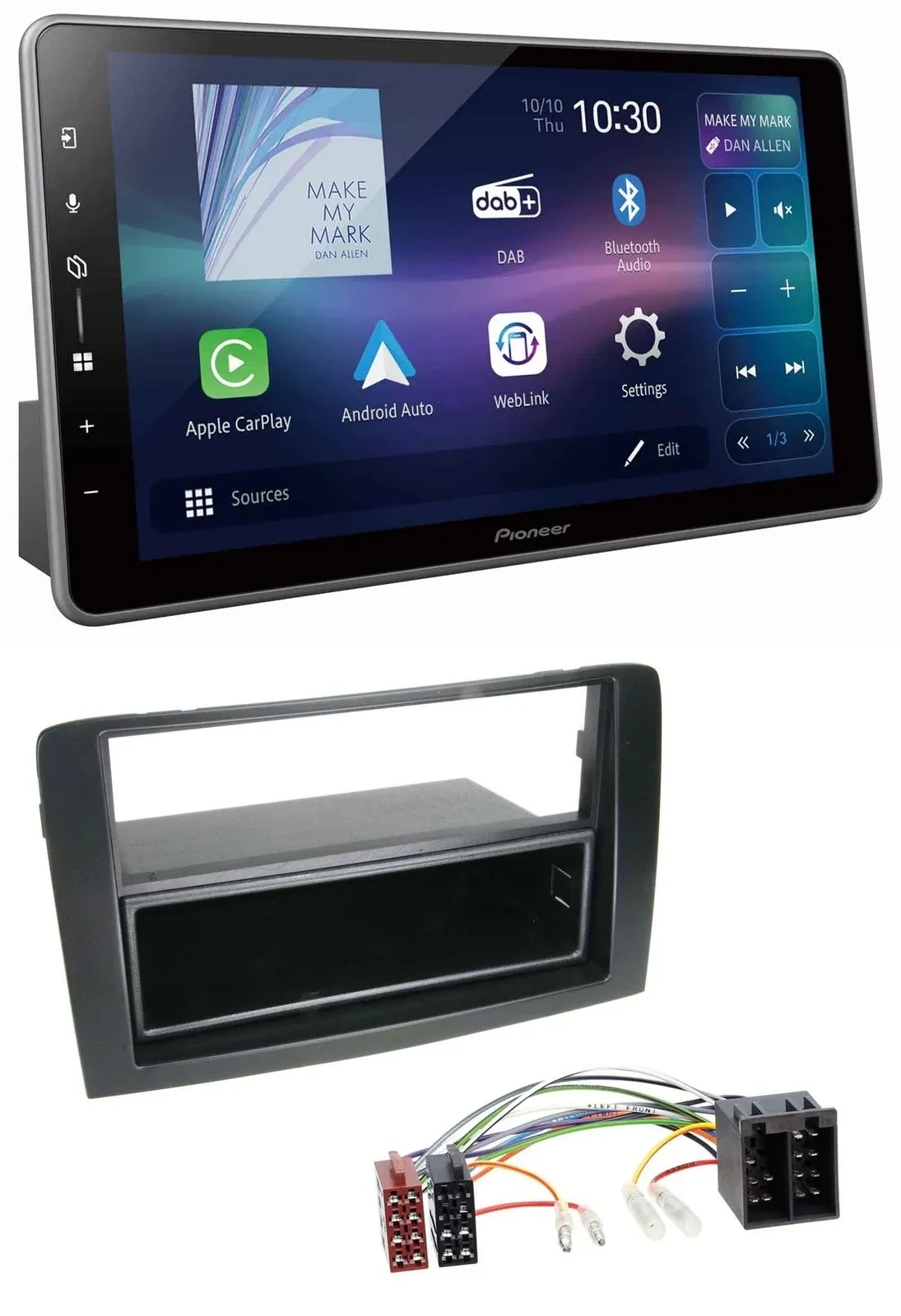 Автомагнитола для Fiat Idea (350, 2003–2011) Pioneer Bluetooth, USB, DAB, MP3, черная