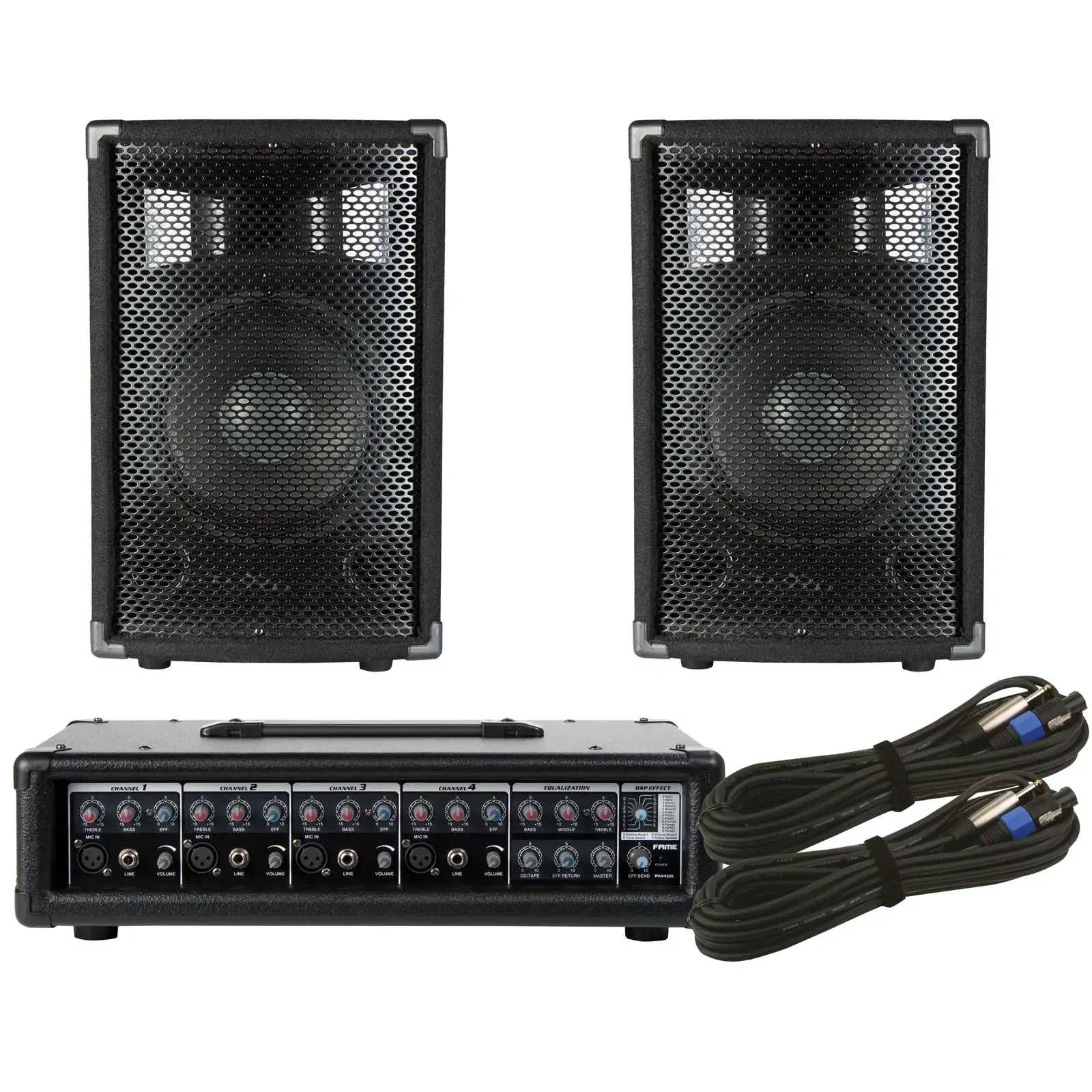 PA система Fame Audio Audio Starter Pack 2x 10" пассивные акустические системы, микшер-усилитель PM 400, 150 Вт RMS, 8 Ом
