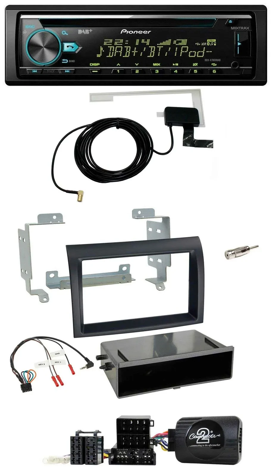 Pioneer MP3 Lenkrad CD USB DAB Autoradio für Fiat Ducato 06-08 schwarz