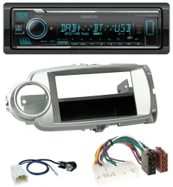 Автомагнитола Kenwood Bluetooth MP3 DAB USB для Toyota Yaris (2011–2014), серебристая