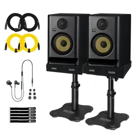 KRK Generation 5 Rokit RP5 G5 5" Powered Studio Monitor Speakers XLR Desk Stands