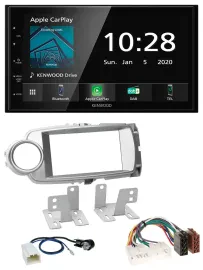 Kenwood Bluetooth MP3 DAB USB 2DIN Autoradio für Toyota Yaris 2011-2014 silber