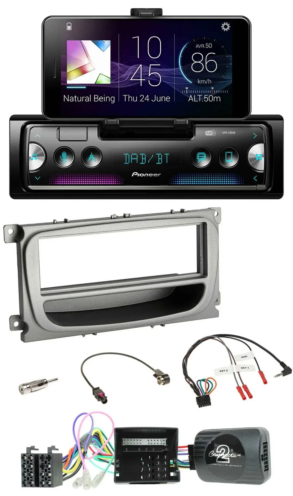 Автомагнитола Pioneer USB, Bluetooth, DAB для Ford S-Max/Mondeo (2007–2014), поддержка управления с руля (CAN)