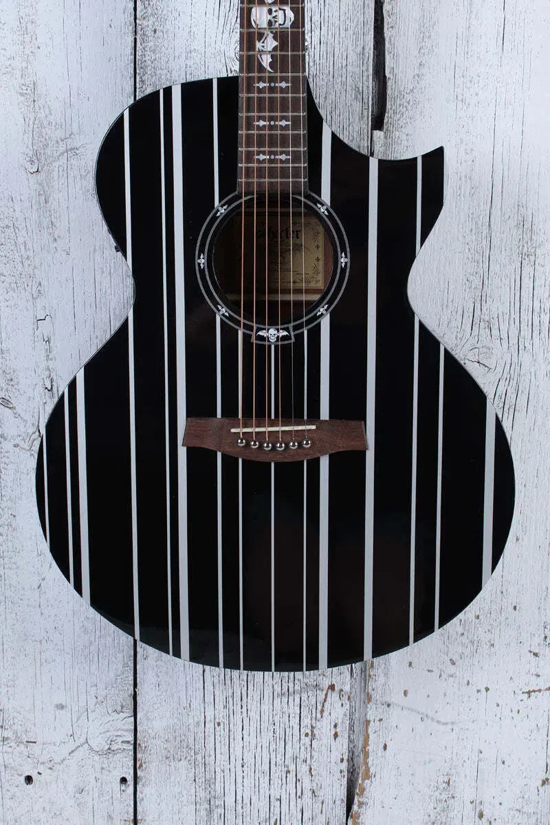 Schecter Synyster Gates Acoustic Electric Guitar Black with Silver Pinstripes