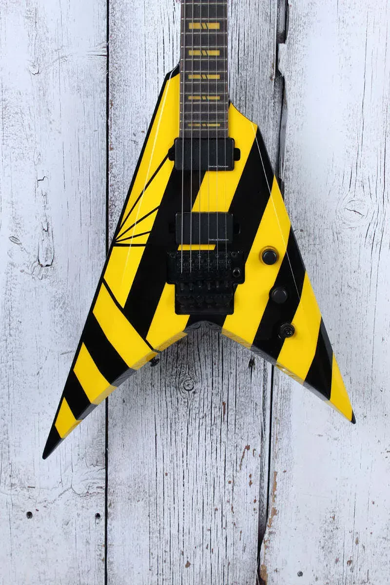 Б/У электрогитара Washburn Michael Sweet Signature Parallaxe V260FR Floyd Rose, 24 лада, 25.5", 2 активных хамбакера, жёлто‑чёрные полосы, с чехлом (gig bag)