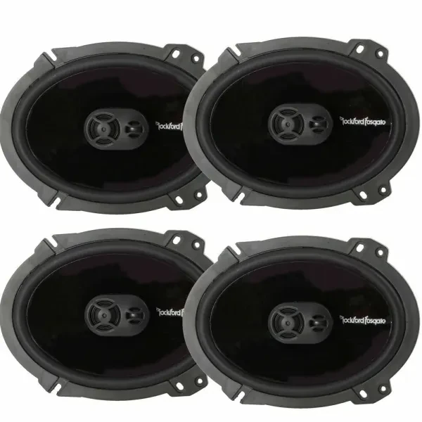 4) Rockford Fosgate P1683 6x8" 260W 3-Way Car Coaxial Speakers Audio Bundle