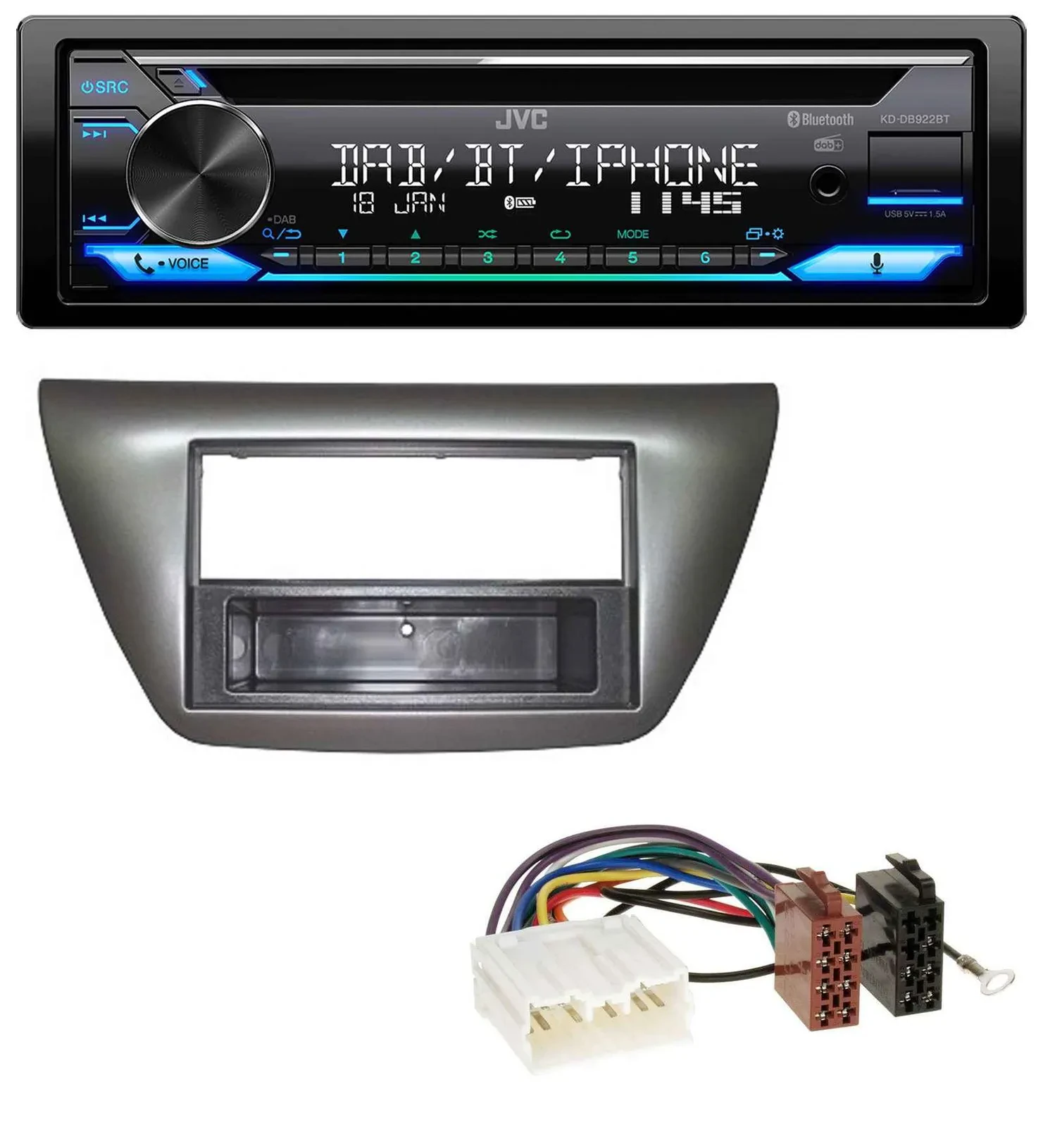 Автомагнитола для Mitsubishi Lancer Evo 2004–2008 JVC Bluetooth MP3 USB DAB CD