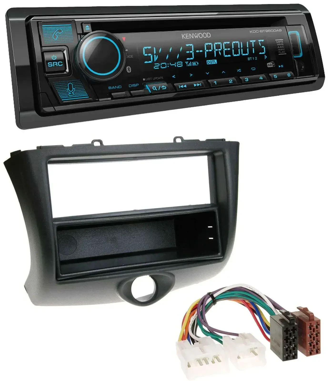 Автомагнитола для Toyota Yaris (2003–2006) Kenwood Bluetooth, USB, CD, MP3, DAB