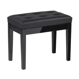 PB-15C PE Klavierbank Hochglanz Schwarz Gepolstert Kunstleder Solide Notenfach