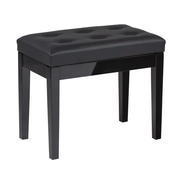 PB-15C PE Klavierbank Hochglanz Schwarz Gepolstert Kunstleder Solide Notenfach