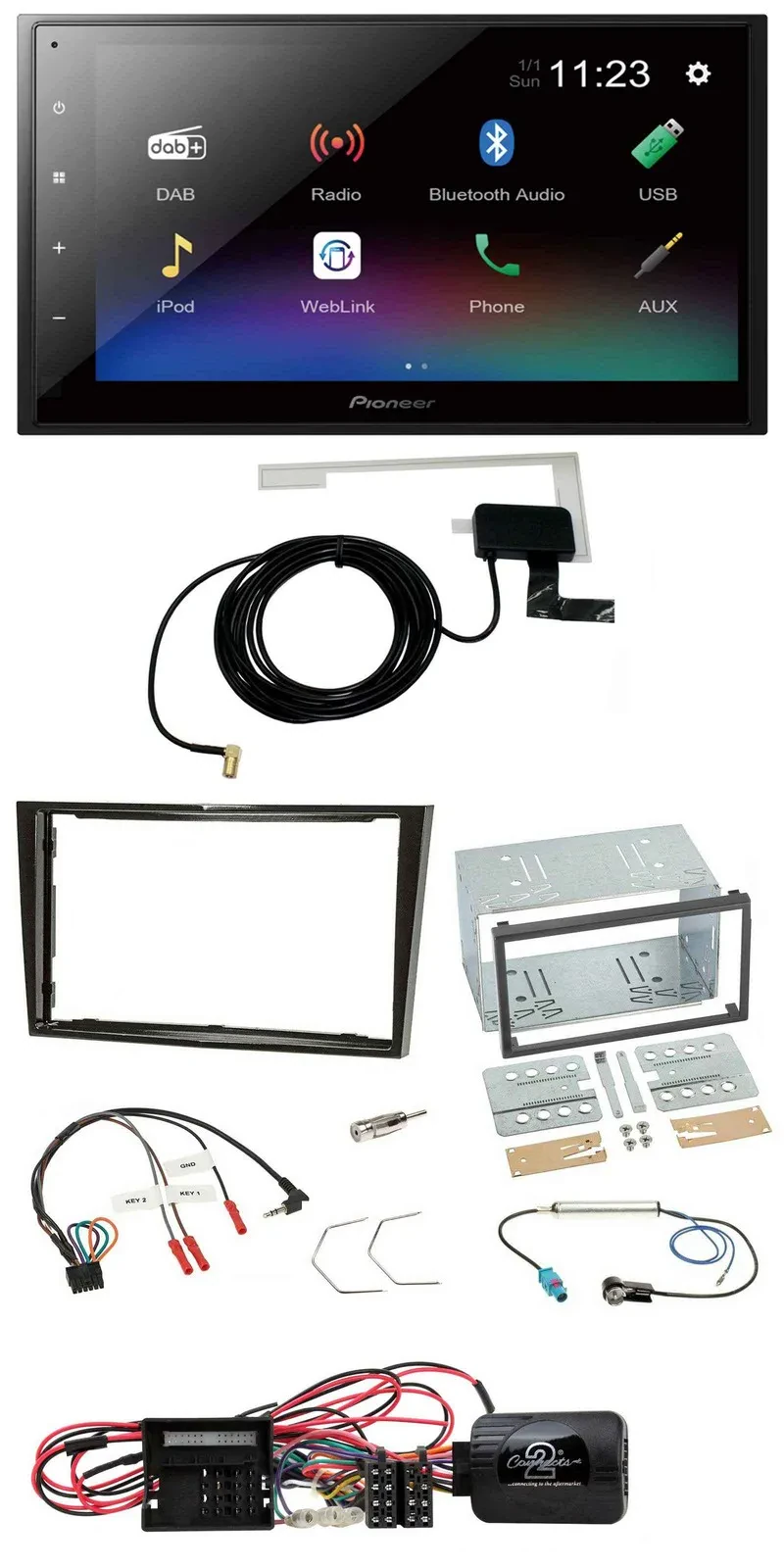 Pioneer DAB Lenkrad Bluetooth 2DIN USB Autoradio für Opel Corsa D Klavierlack 09