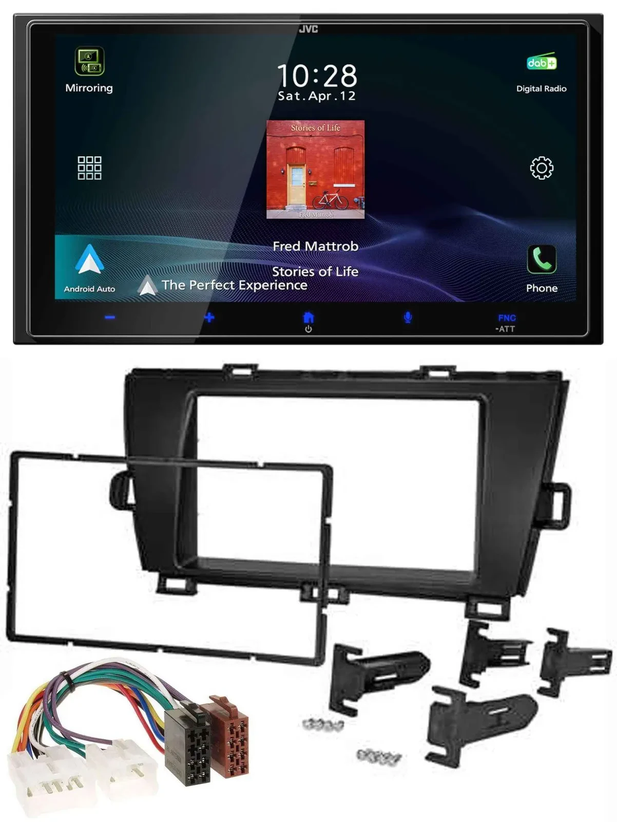Автомагнитола для Toyota Prius (2009–2012) JVC 2DIN, USB, Bluetooth, DAB, MP3