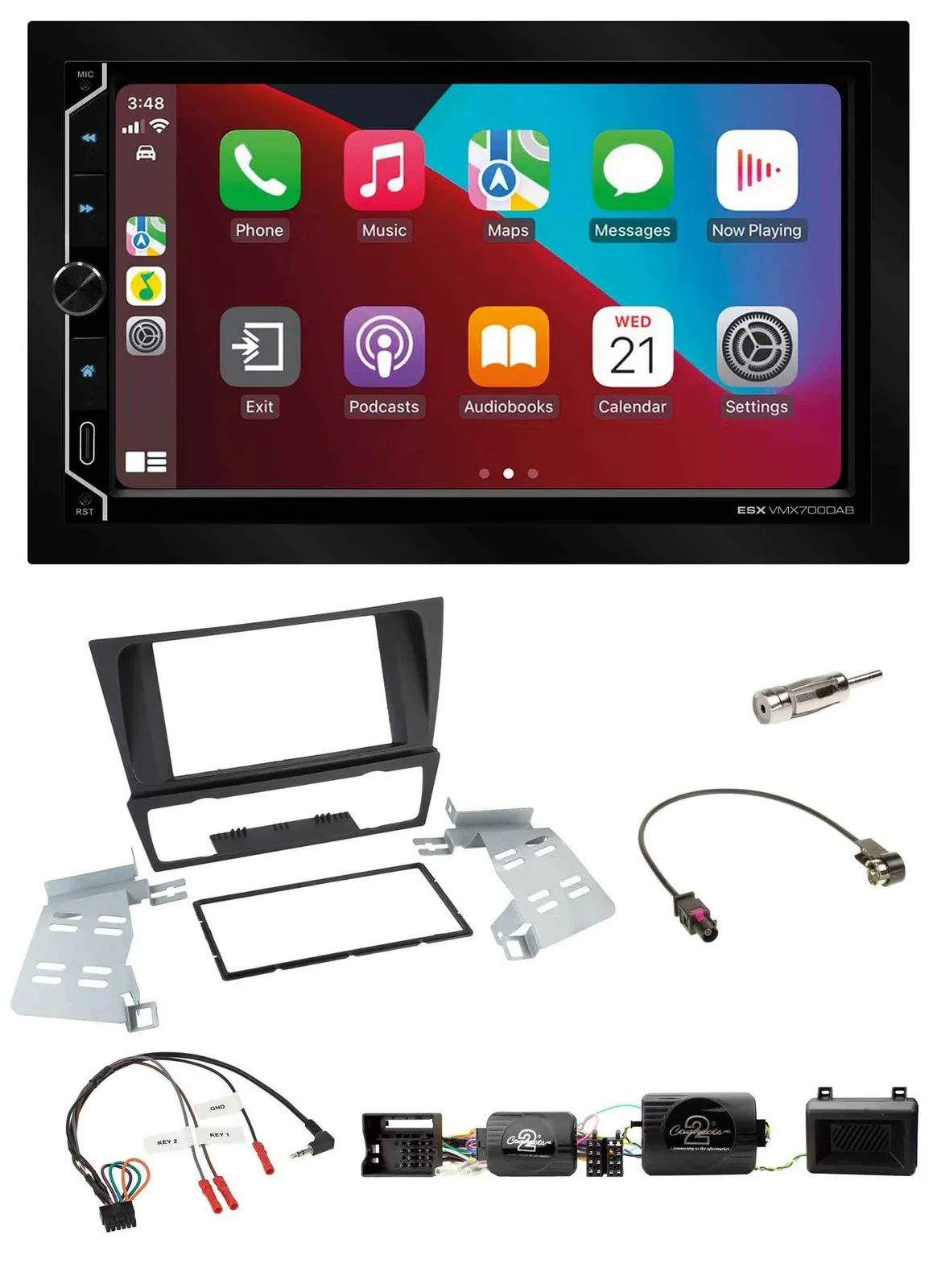 ESX 2DIN DAB USB Lenkrad Bluetooth Autoradio für BMW 3er E90 E91 E92 E93 PDC
