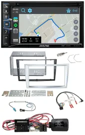 Автомагнитола Alpine 2DIN DAB TMC Bluetooth USB навигация для Opel Corsa D, матовый хром, поддержка кнопок на руле