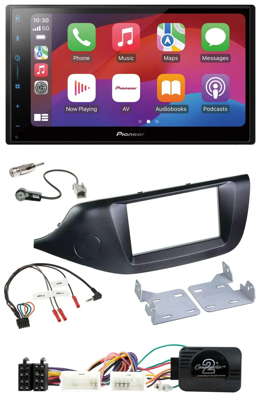 Pioneer DAB USB Lenkrad Bluetooth 2DIN Autoradio für Kia Ceed ab 2012 schwarz oh