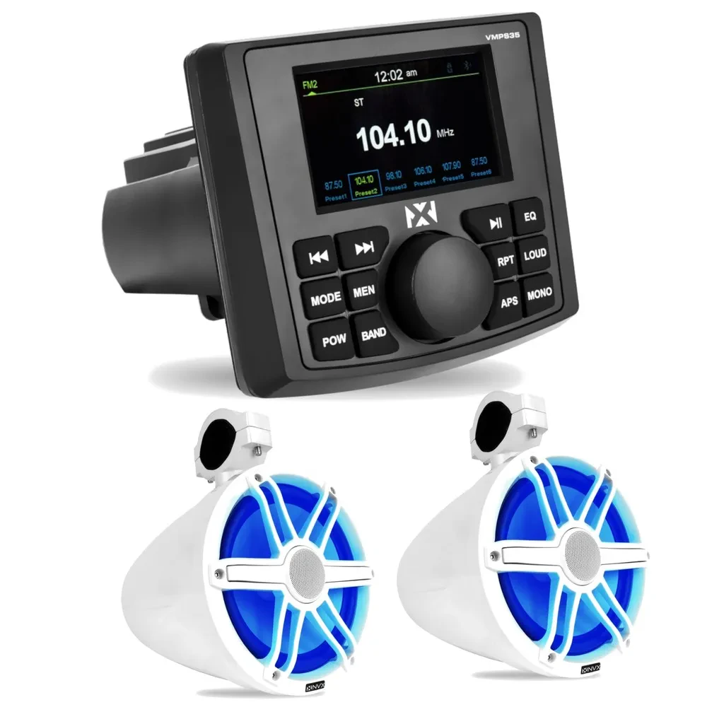 Автомагнитола для морского применения NVX VMPS35 + MVTSP8W с Bluetooth (набор, пара)