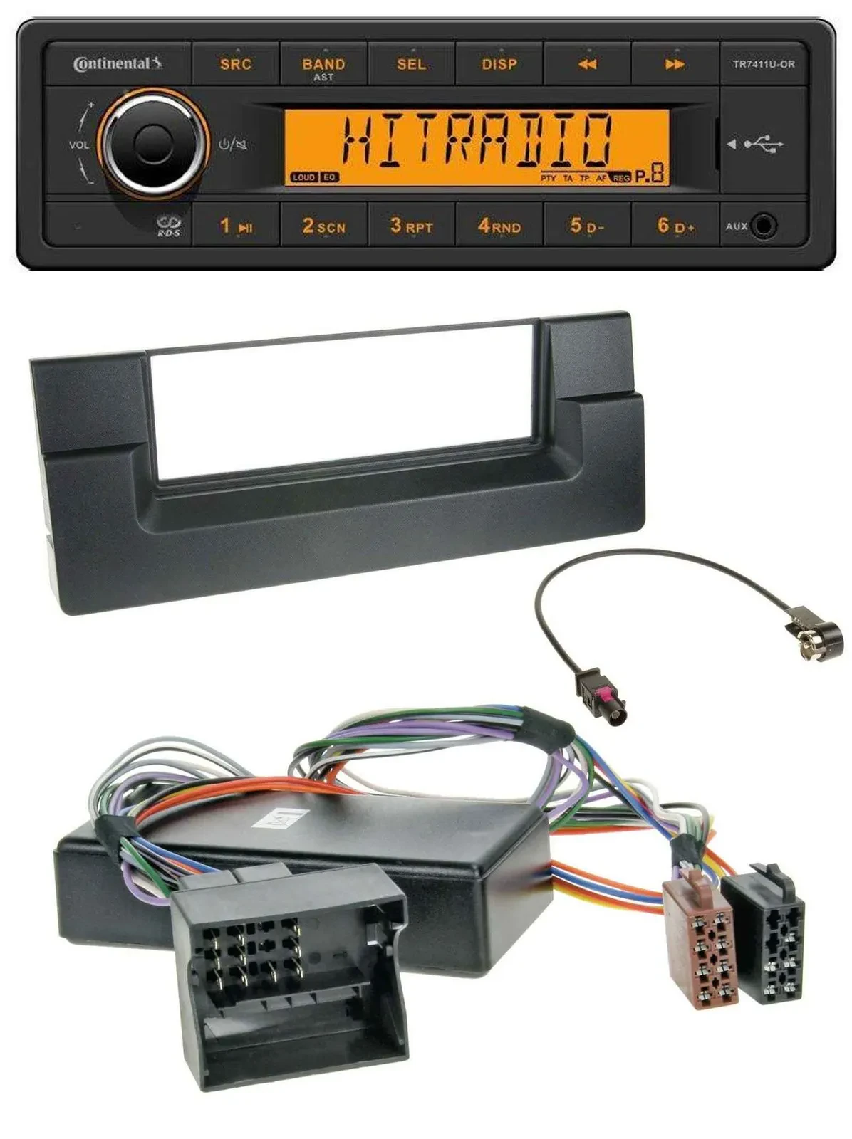 Continental 1DIN USB AUX MP3 Autoradio für BMW X5 E53 5er E39 Aktivsystem Quadlo