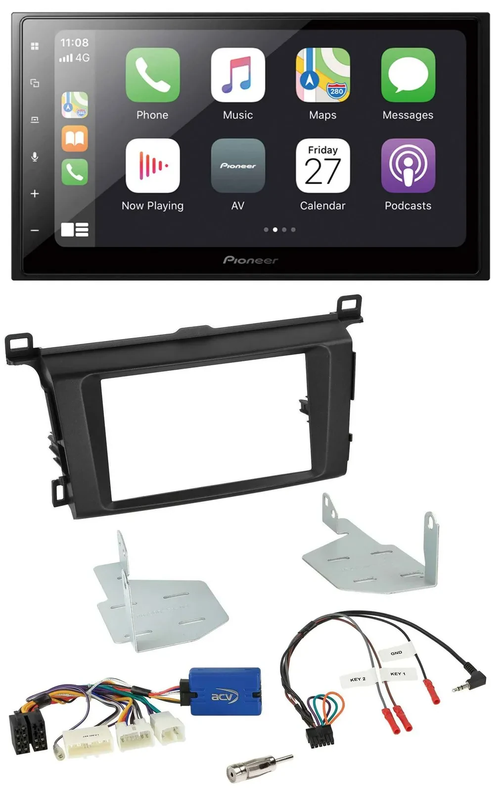 Автомагнитола для Toyota RAV4 (с 2013) Pioneer 2DIN, Bluetooth, DAB, USB, поддержка кнопок на руле