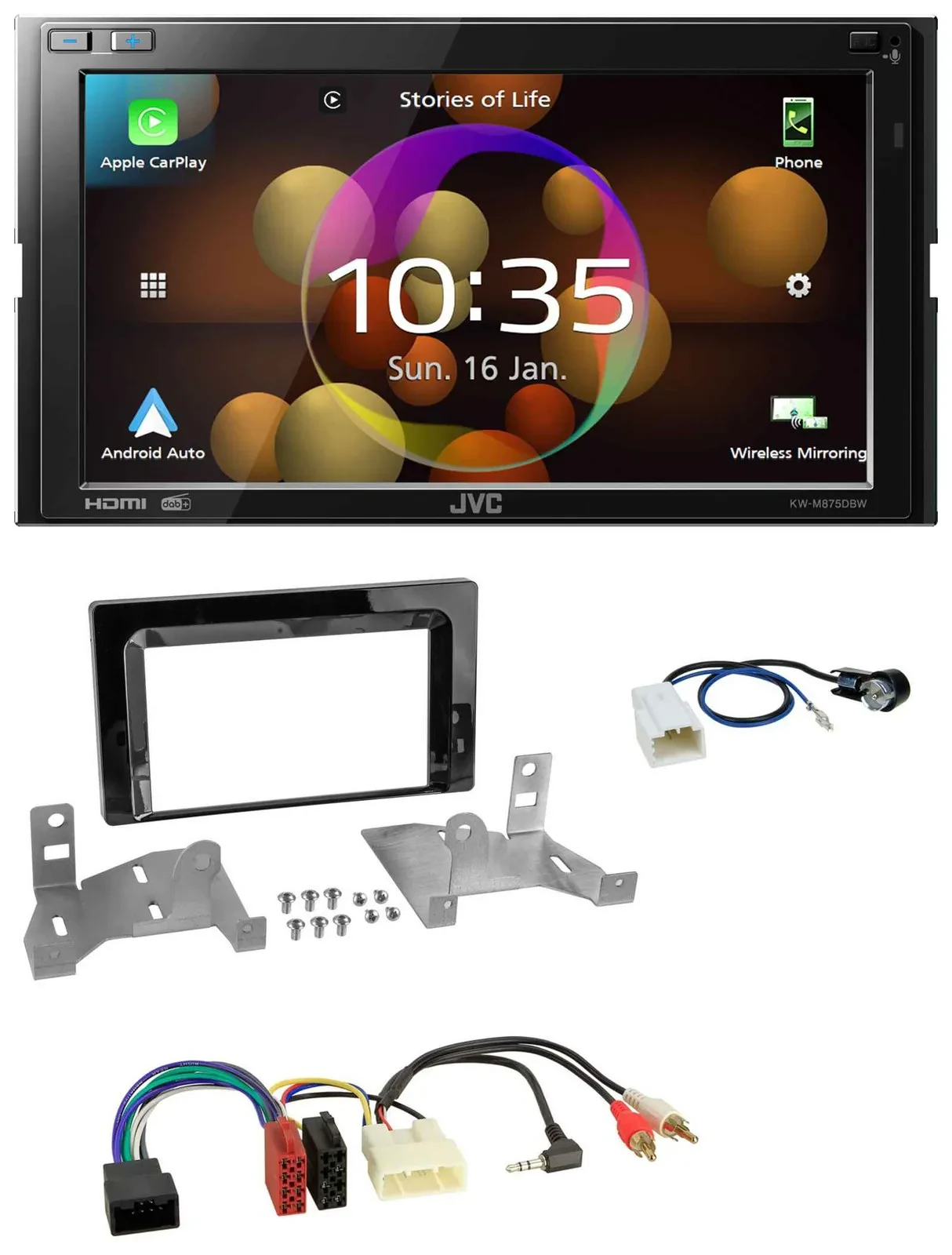 JVC DAB MP3 2DIN Bluetooth USB Autoradio für Toyota Aygo AB7 ab 2022 klavierlack